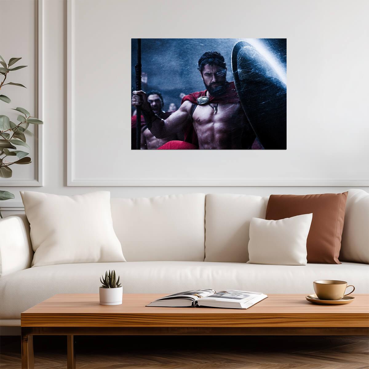 300 Leonidas Poster | Gerard Butler with Spear and Shield - Movies & TV Poster