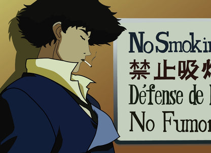 Cowboy Bebop Poster | Spike Spiegel Beneath a No Smoking Sign - Anime Poster