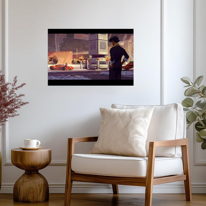 Cowboy Bebop Poster | Spike Spiegel on a Futuristic City Street - Anime Poster