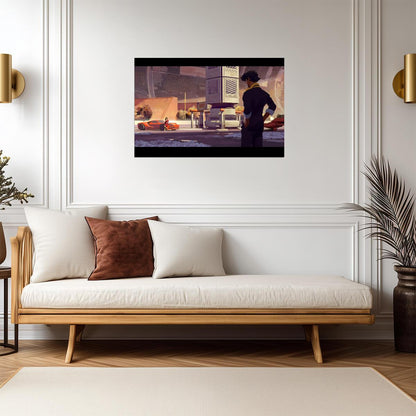 Cowboy Bebop Poster | Spike Spiegel on a Futuristic City Street - Anime Poster