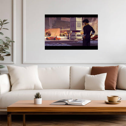 Cowboy Bebop Poster | Spike Spiegel on a Futuristic City Street - Anime Poster