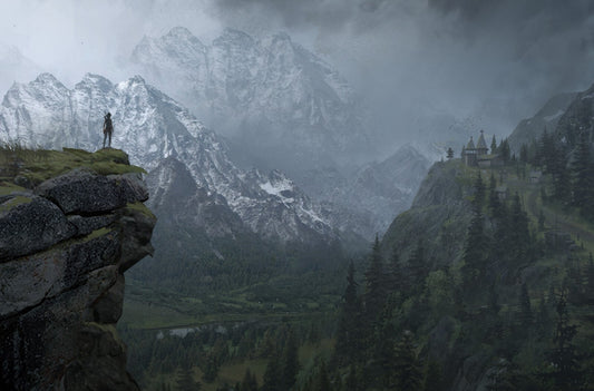 Tomb Raider Poster | Misty Mountain Valley and Village - Video Games Poster