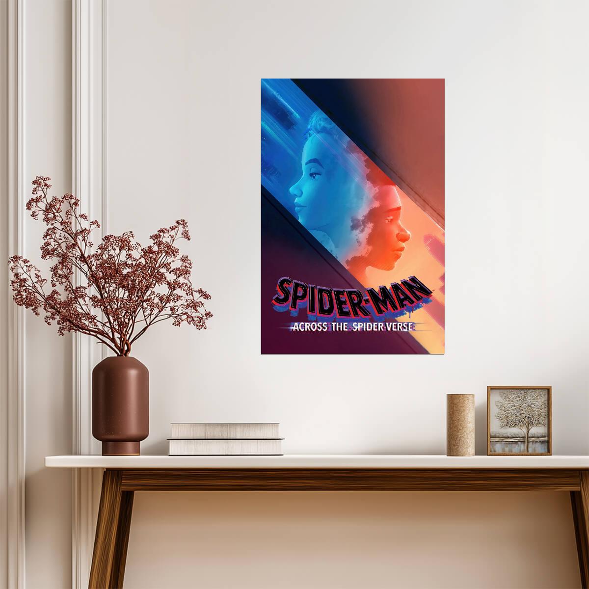 Spider-Man Across the Spider-Verse Movie Poster | Miles and Gwen Split Portrait - Movies & TV Poster