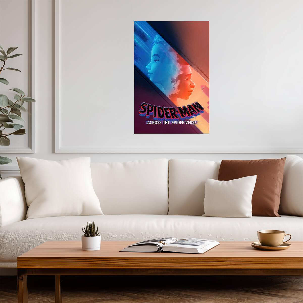 Spider-Man Across the Spider-Verse Movie Poster | Miles and Gwen Split Portrait - Movies & TV Poster