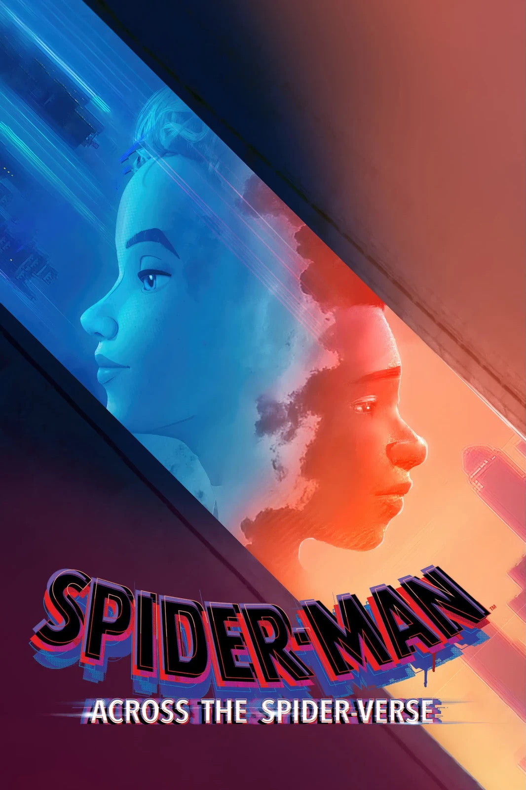 Spider-Man Across the Spider-Verse Movie Poster | Miles and Gwen Split Portrait - Movies & TV Poster