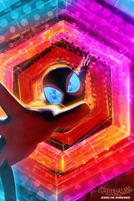 Spider-Man Across the Spider-Verse Movie Poster | Spider-Mask against a Neon Hexagon - Movies & TV Poster
