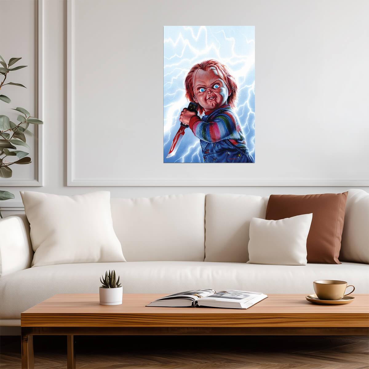 Child's Play 1988 Movie Poster | Chucky and Lightning Illustration - Movies & TV Poster