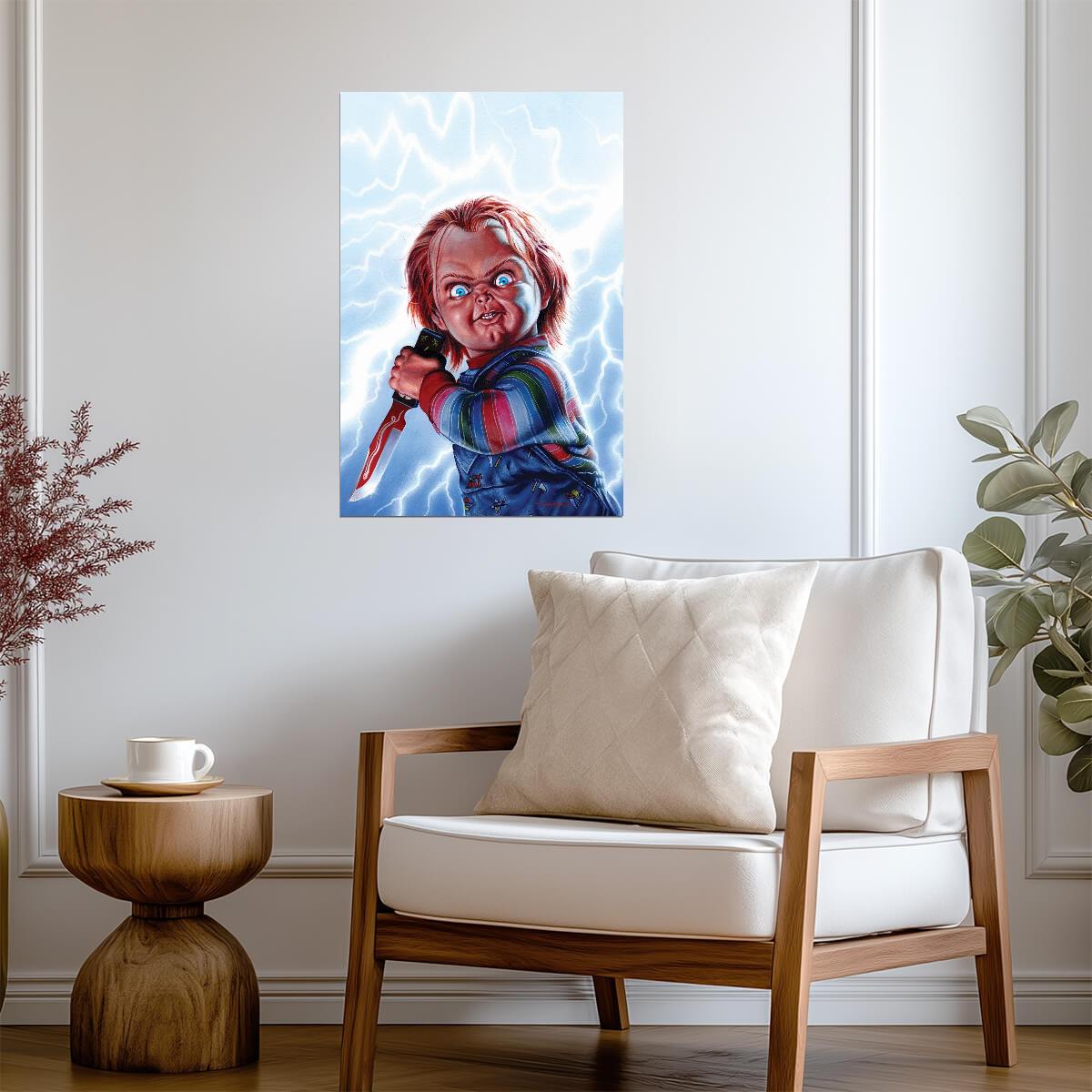 Child's Play 1988 Movie Poster | Chucky and Lightning Illustration - Movies & TV Poster