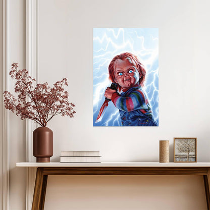 Child's Play 1988 Movie Poster | Chucky and Lightning Illustration - Movies & TV Poster