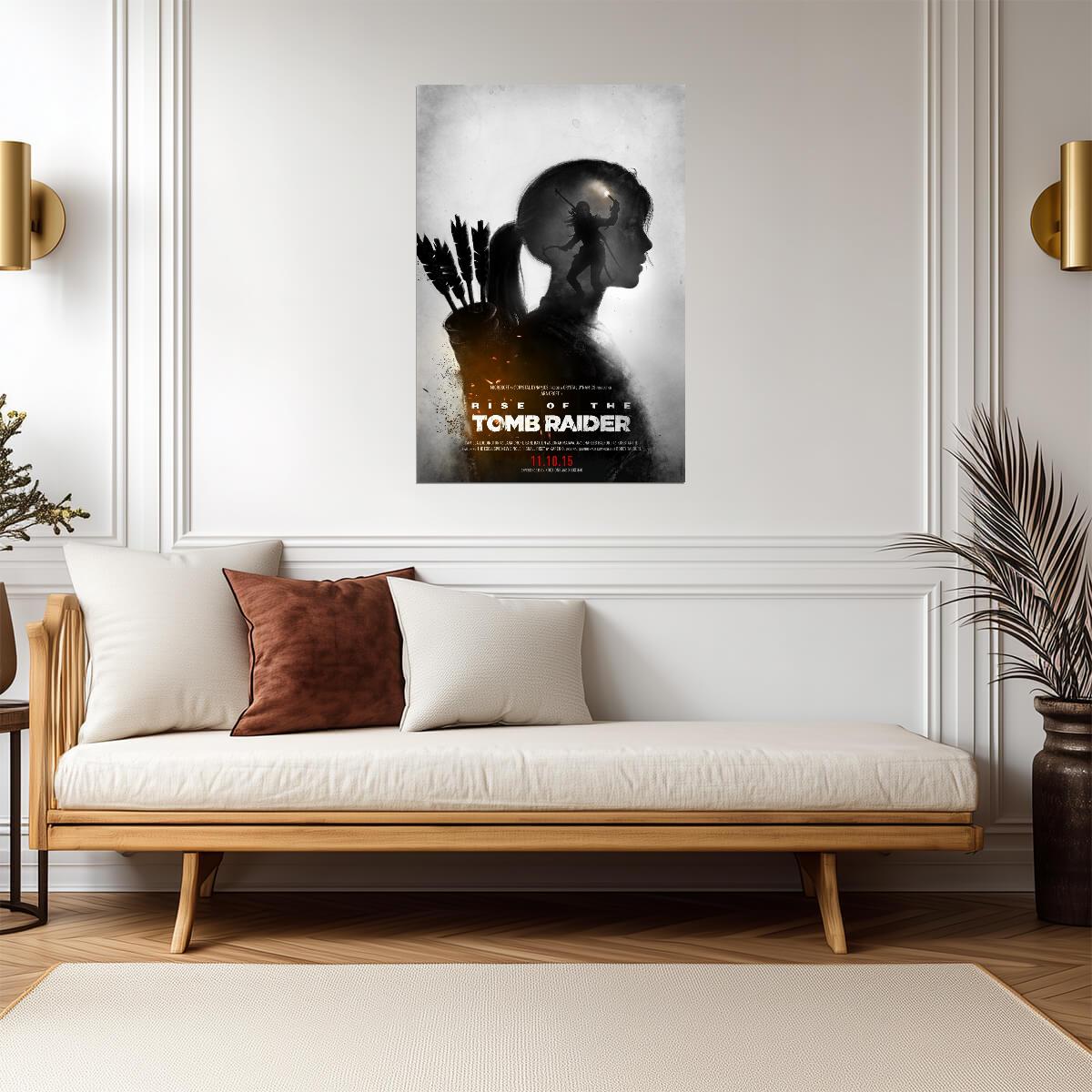 Rise of the Tomb Raider Poster | Lara Croft's Silhouette | Double Exposure Illustration - Video Games Poster