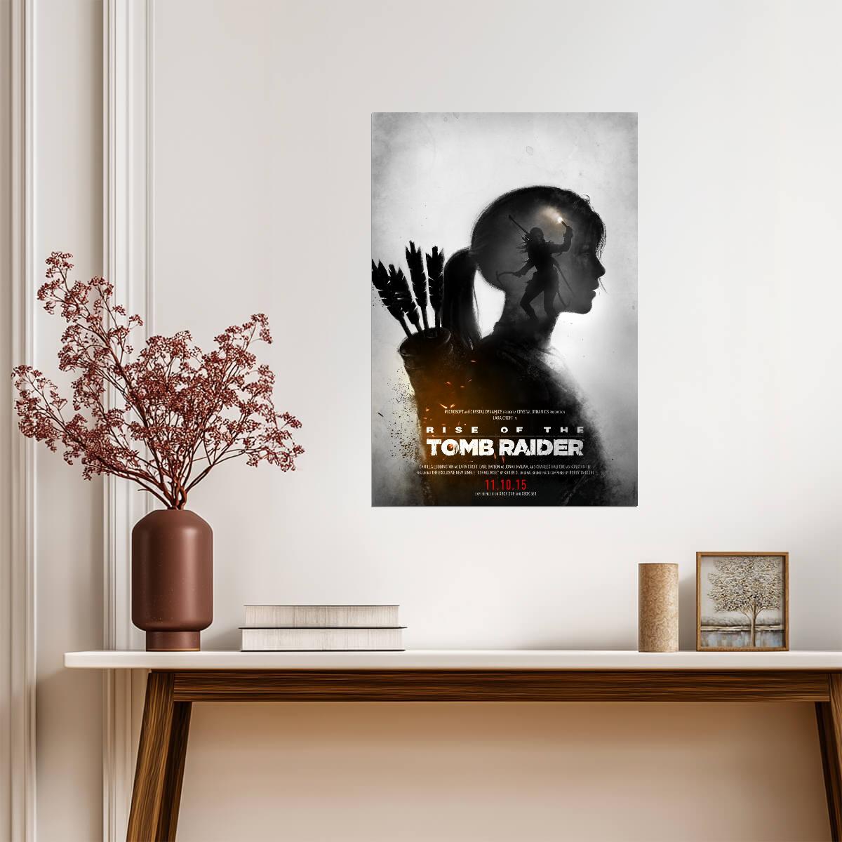 Rise of the Tomb Raider Poster | Lara Croft's Silhouette | Double Exposure Illustration - Video Games Poster