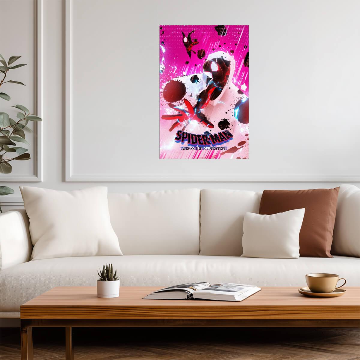 Spider-Man Across the Spider-Verse Movie Poster | Miles and the Spot on Pink - Movies & TV Poster
