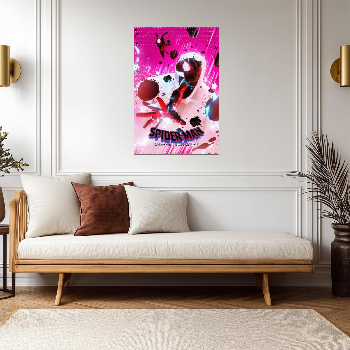 Spider-Man Across the Spider-Verse Movie Poster | Miles and the Spot on Pink - Movies & TV Poster