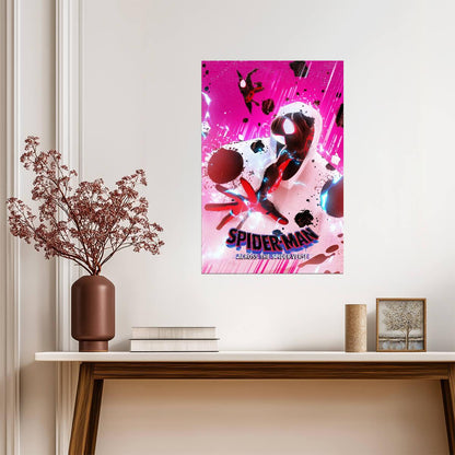 Spider-Man Across the Spider-Verse Movie Poster | Miles and the Spot on Pink - Movies & TV Poster