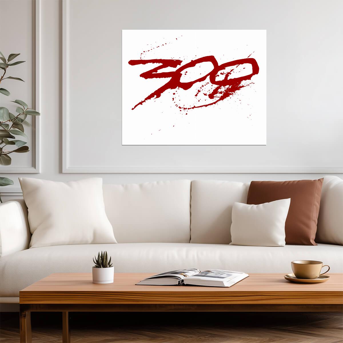 300 Logo Poster | Red Blood Splatter Movie Graphic Print - Movies & TV Poster