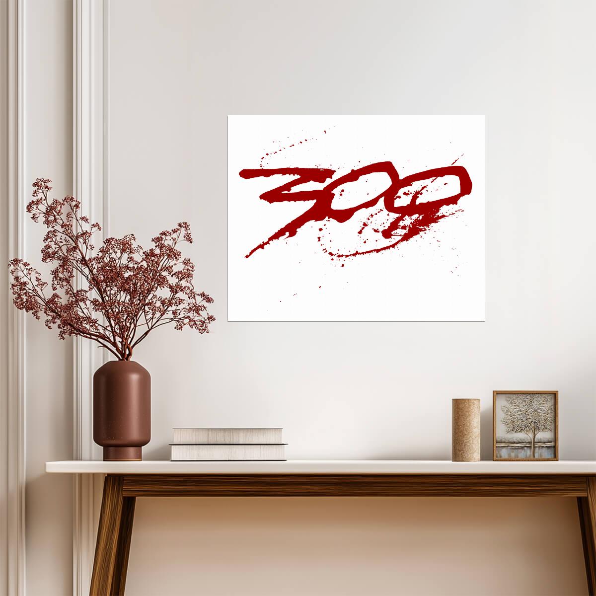 300 Logo Poster | Red Blood Splatter Movie Graphic Print - Movies & TV Poster