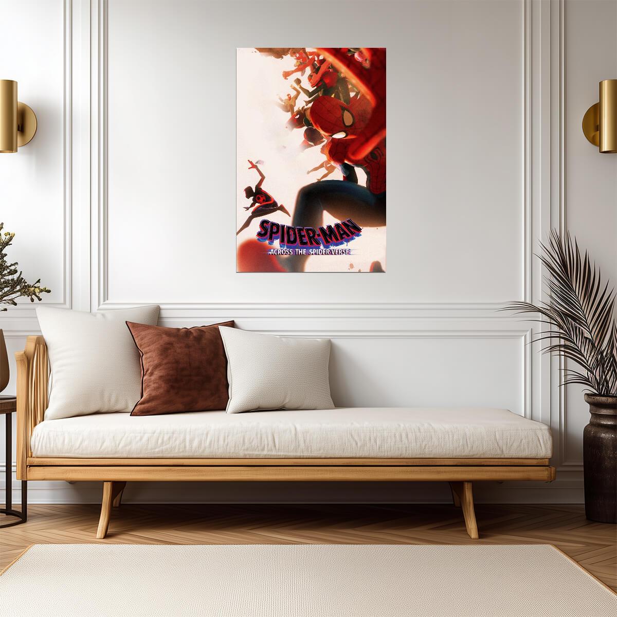 Spider-Man Across the Spider-Verse Movie Poster | Miles Fleeing the Spider Society - Movies & TV Poster