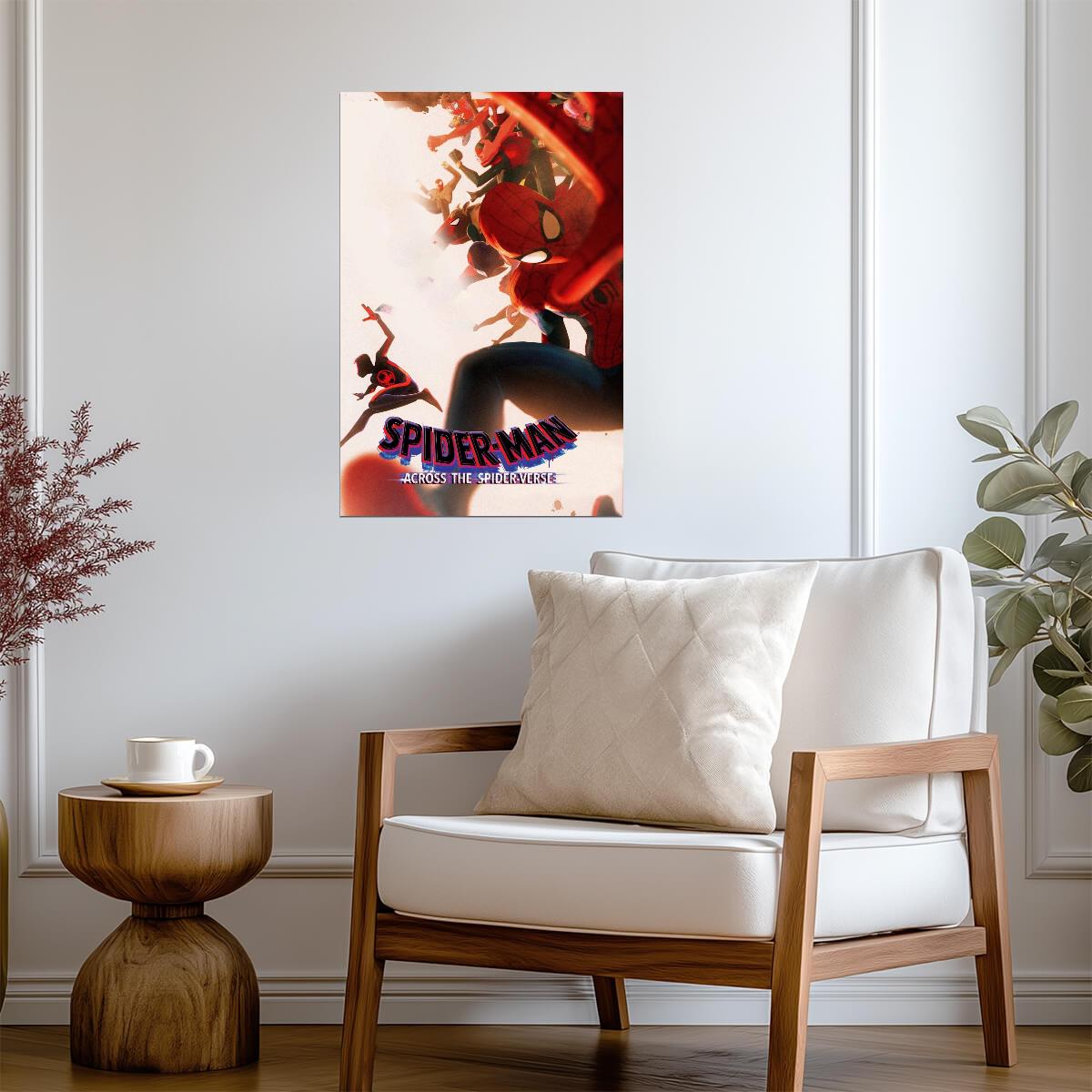 Spider-Man Across the Spider-Verse Movie Poster | Miles Fleeing the Spider Society - Movies & TV Poster