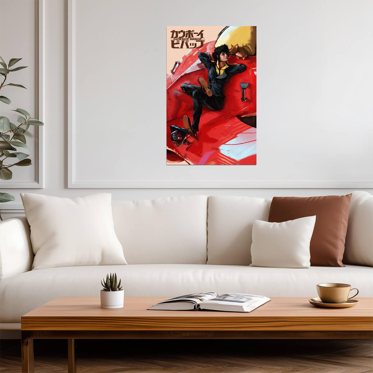 Cowboy Bebop Poster | Spike Spiegel Beside the Red Swordfish II - Anime Poster