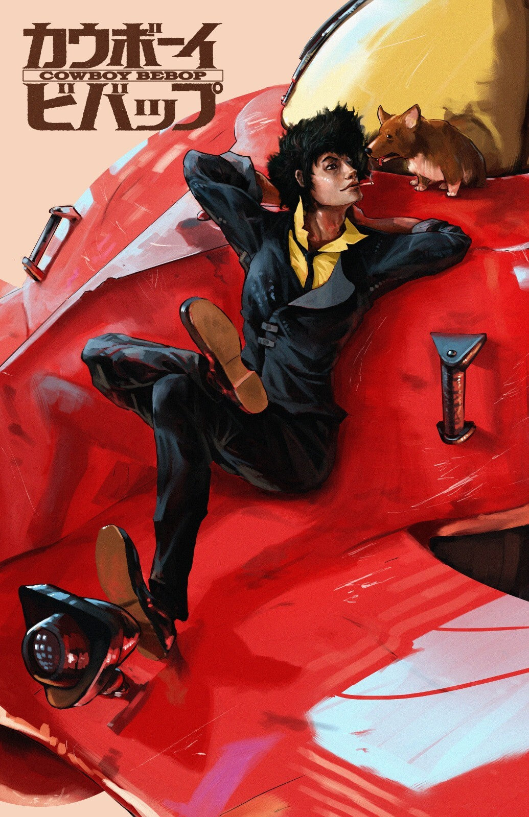 Cowboy Bebop Poster | Spike Spiegel Beside the Red Swordfish II - Anime Poster