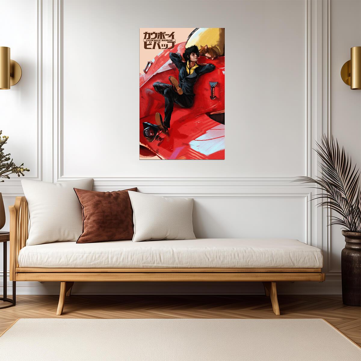 Cowboy Bebop Poster | Spike Spiegel Beside the Red Swordfish II - Anime Poster