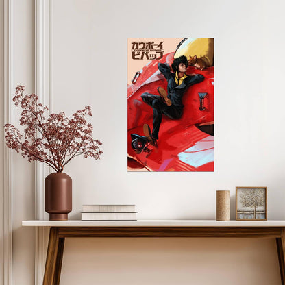 Cowboy Bebop Poster | Spike Spiegel Beside the Red Swordfish II - Anime Poster