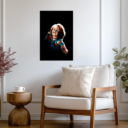 Child's Play 1988 Movie Poster | Chucky Raising a Knife - Movies & TV Poster