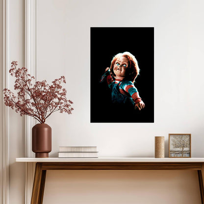 Child's Play 1988 Movie Poster | Chucky Raising a Knife - Movies & TV Poster