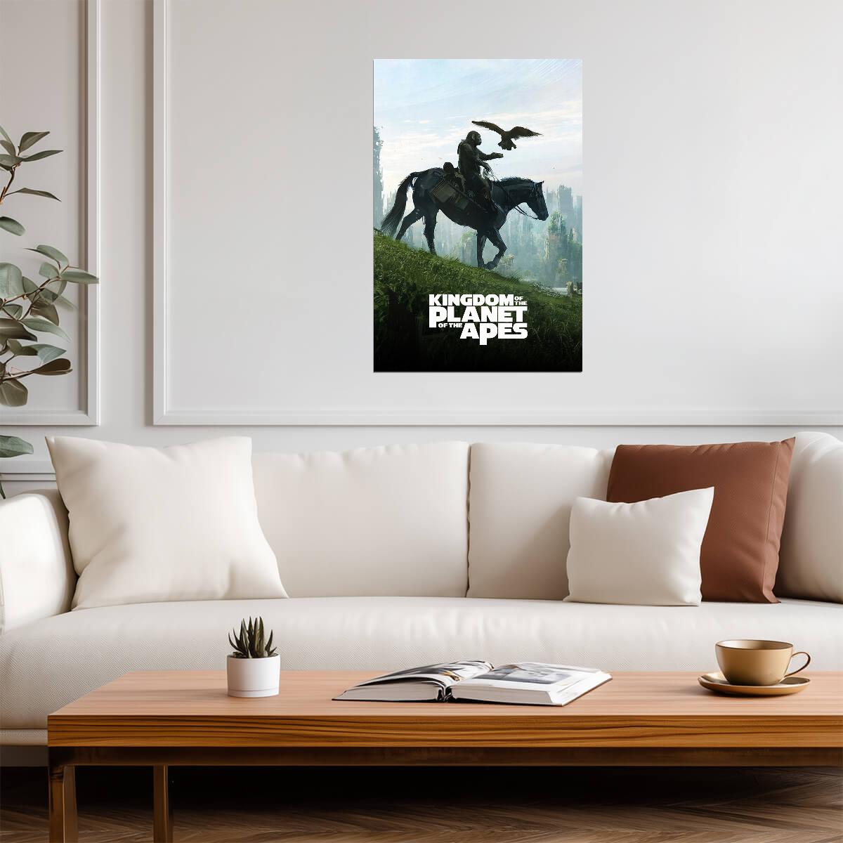 Kingdom of the Planet of the Apes Movie Poster | Noa and Eagle Crossing Green Ruins - Movies & TV Poster