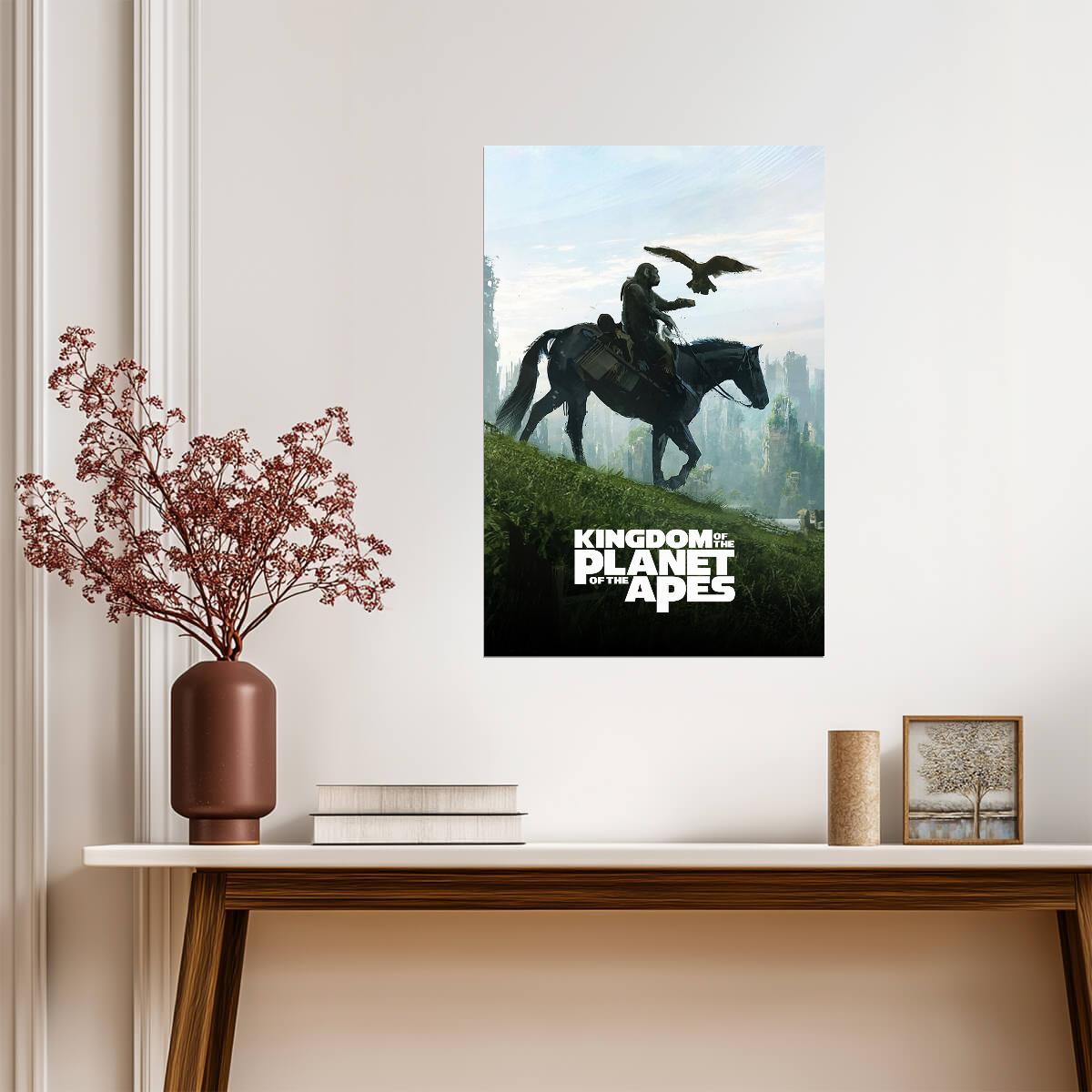 Kingdom of the Planet of the Apes Movie Poster | Noa and Eagle Crossing Green Ruins - Movies & TV Poster