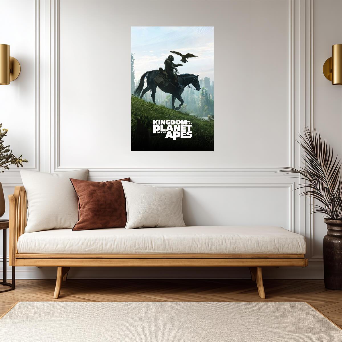 Kingdom of the Planet of the Apes Movie Poster | Noa and Eagle Crossing Green Ruins - Movies & TV Poster