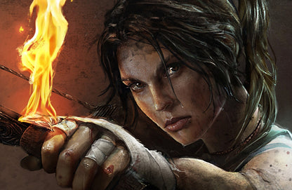 Tomb Raider Poster | Lara Croft's Face Lit by a Torch - Video Games Poster