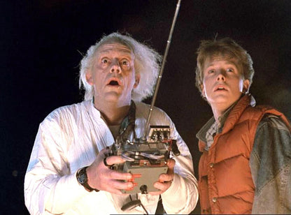 Back to the Future Movie Poster | Doc Brown and Marty with the Remote Control - Movies & TV Poster