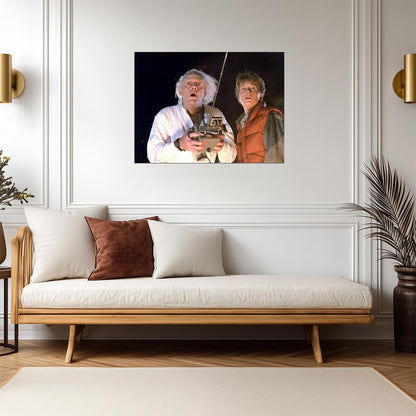Back to the Future Movie Poster | Doc Brown and Marty with the Remote Control - Movies & TV Poster