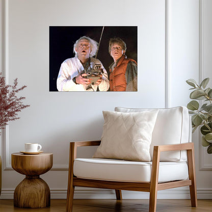 Back to the Future Movie Poster | Doc Brown and Marty with the Remote Control - Movies & TV Poster