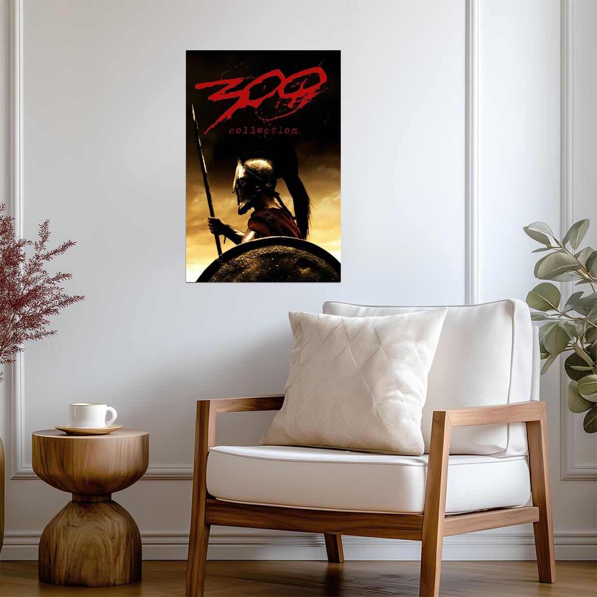 300 Spartan Poster | Helmet and Shield Sepia Portrait Print - Movies & TV Poster