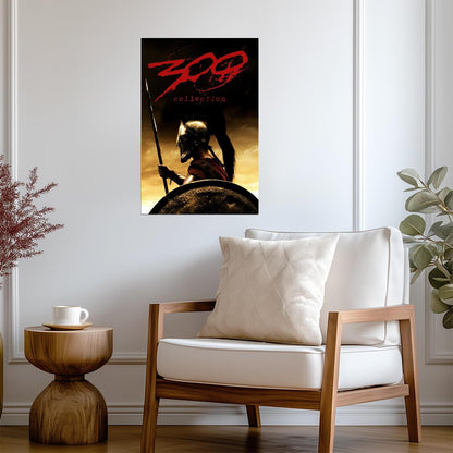 300 Spartan Poster | Helmet and Shield Sepia Portrait Print - Movies & TV Poster