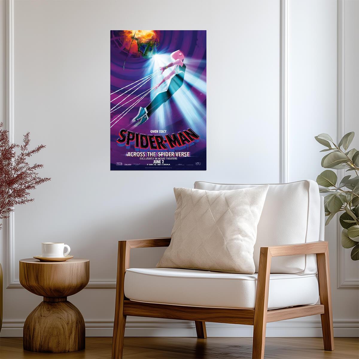 Spider-Man Across the Spider-Verse Movie Poster | Gwen Stacy Swinging - Movies & TV Poster