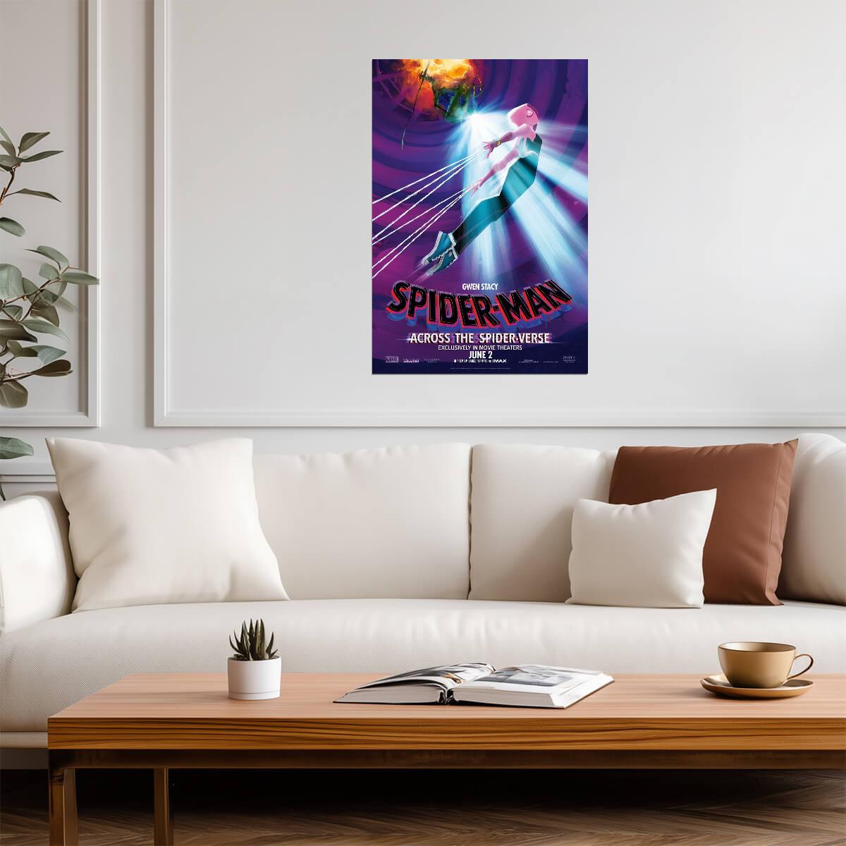 Spider-Man Across the Spider-Verse Movie Poster | Gwen Stacy Swinging - Movies & TV Poster