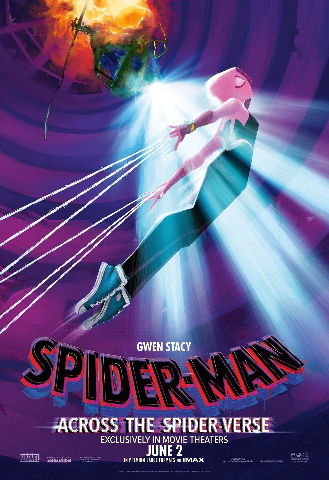 Spider-Man Across the Spider-Verse Movie Poster | Gwen Stacy Swinging - Movies & TV Poster