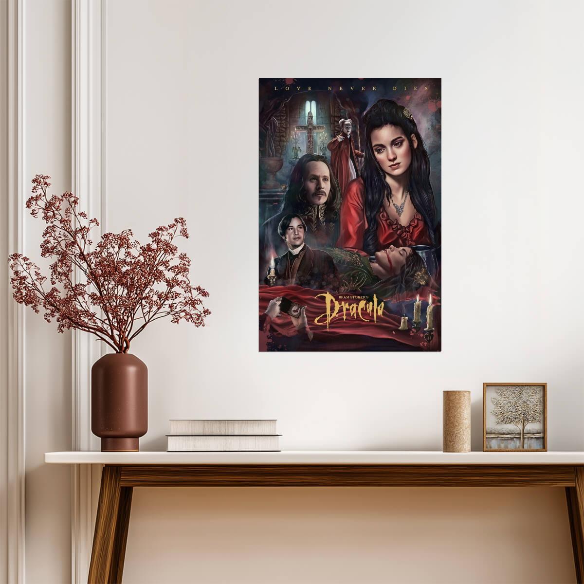 Bram Stoker's Dracula 1992 Movie Poster | Mina and Cast Illustration - Movies & TV Poster