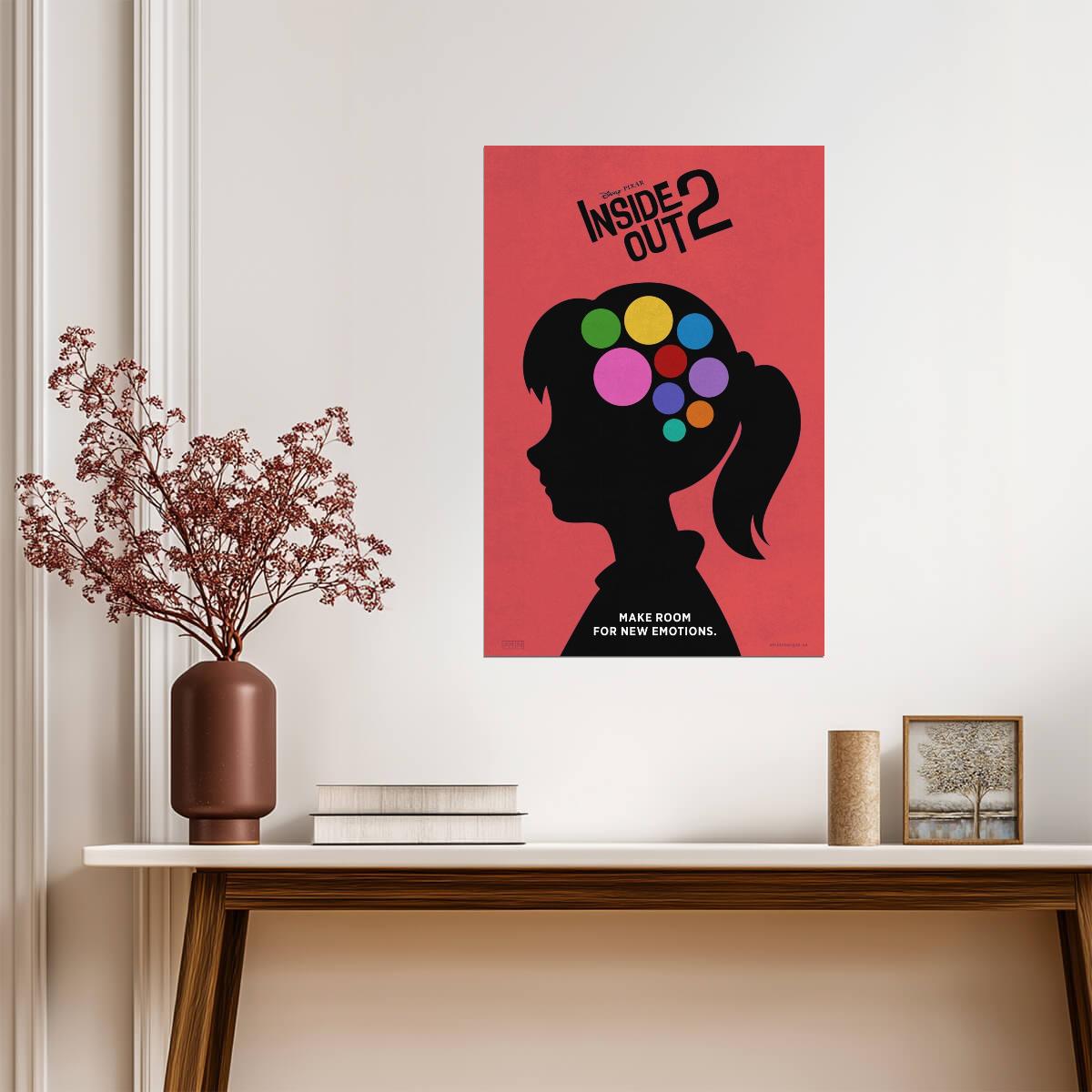Inside Out 2 Movie Poster | Riley Silhouette with Colorful Memories - Movies & TV Poster