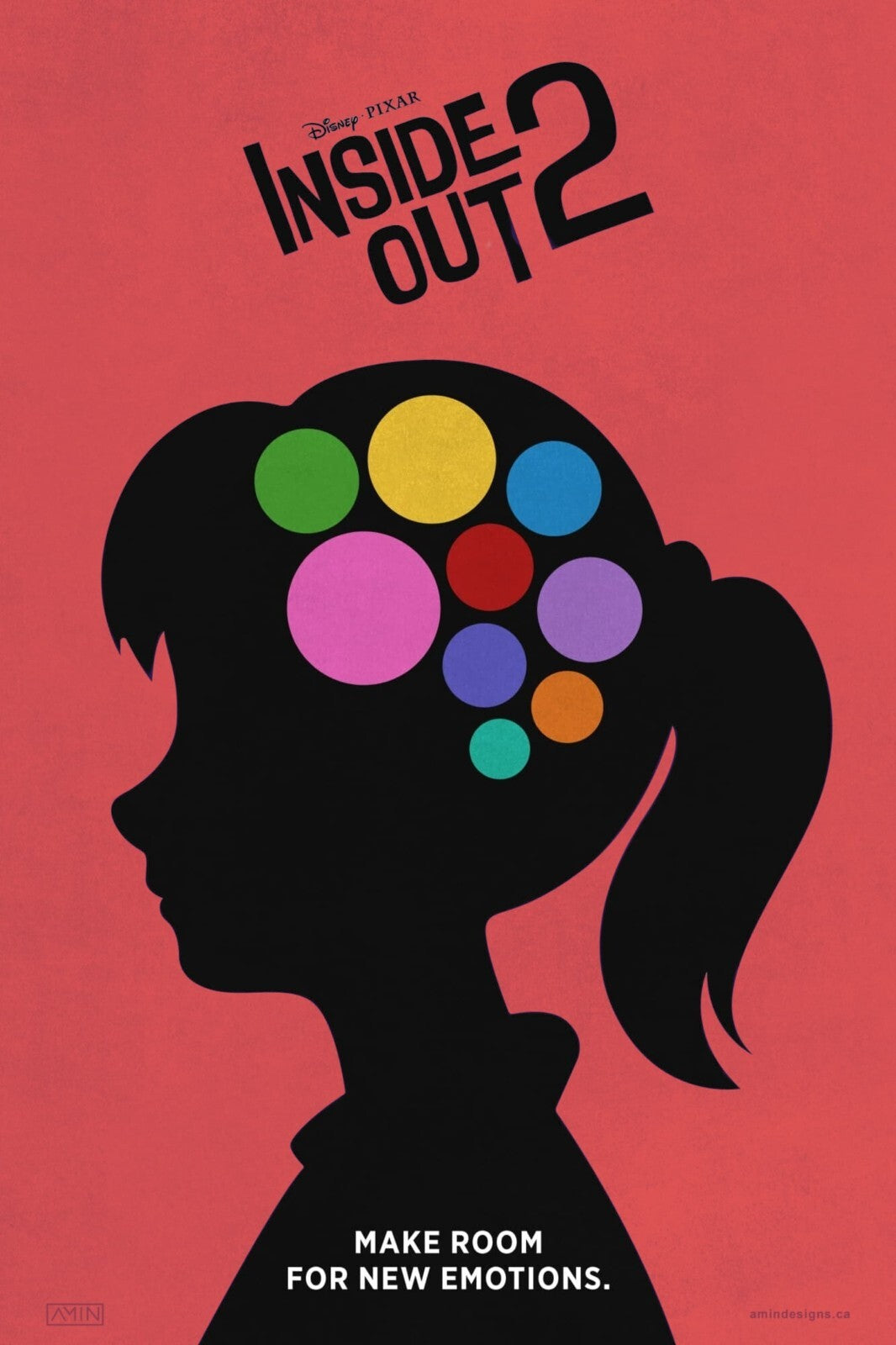 Inside Out 2 Movie Poster | Riley Silhouette with Colorful Memories - Movies & TV Poster