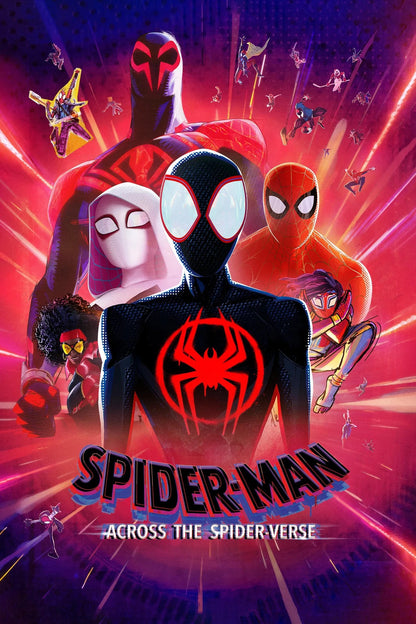 Spider-Man Across the Spider-Verse Movie Poster | Spider Society Red Portrait Collage - Movies & TV Poster