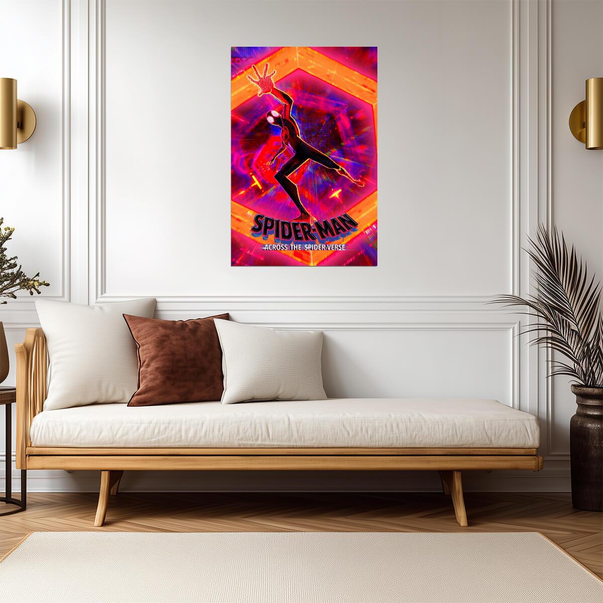 Spider-Man Across the Spider-Verse Movie Poster | Miles in the Orange Portal - Movies & TV Poster