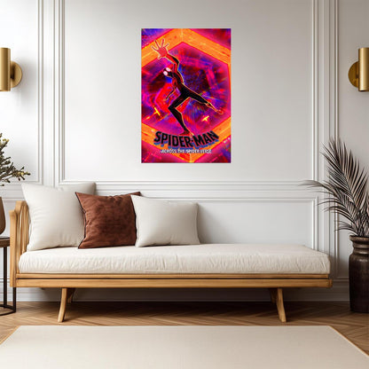 Spider-Man Across the Spider-Verse Movie Poster | Miles in the Orange Portal - Movies & TV Poster