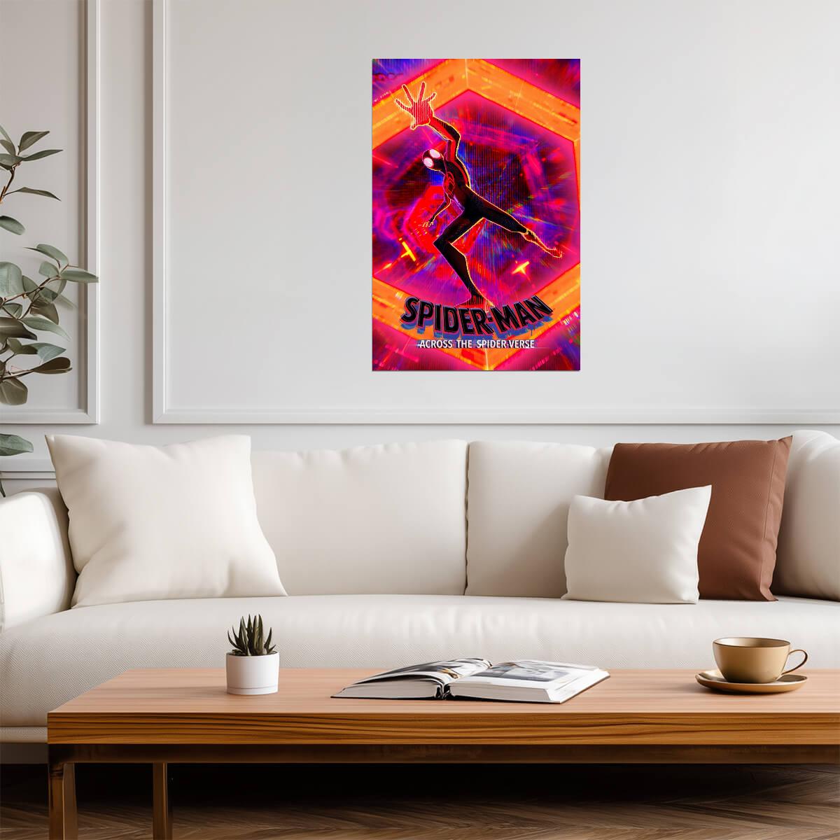 Spider-Man Across the Spider-Verse Movie Poster | Miles in the Orange Portal - Movies & TV Poster