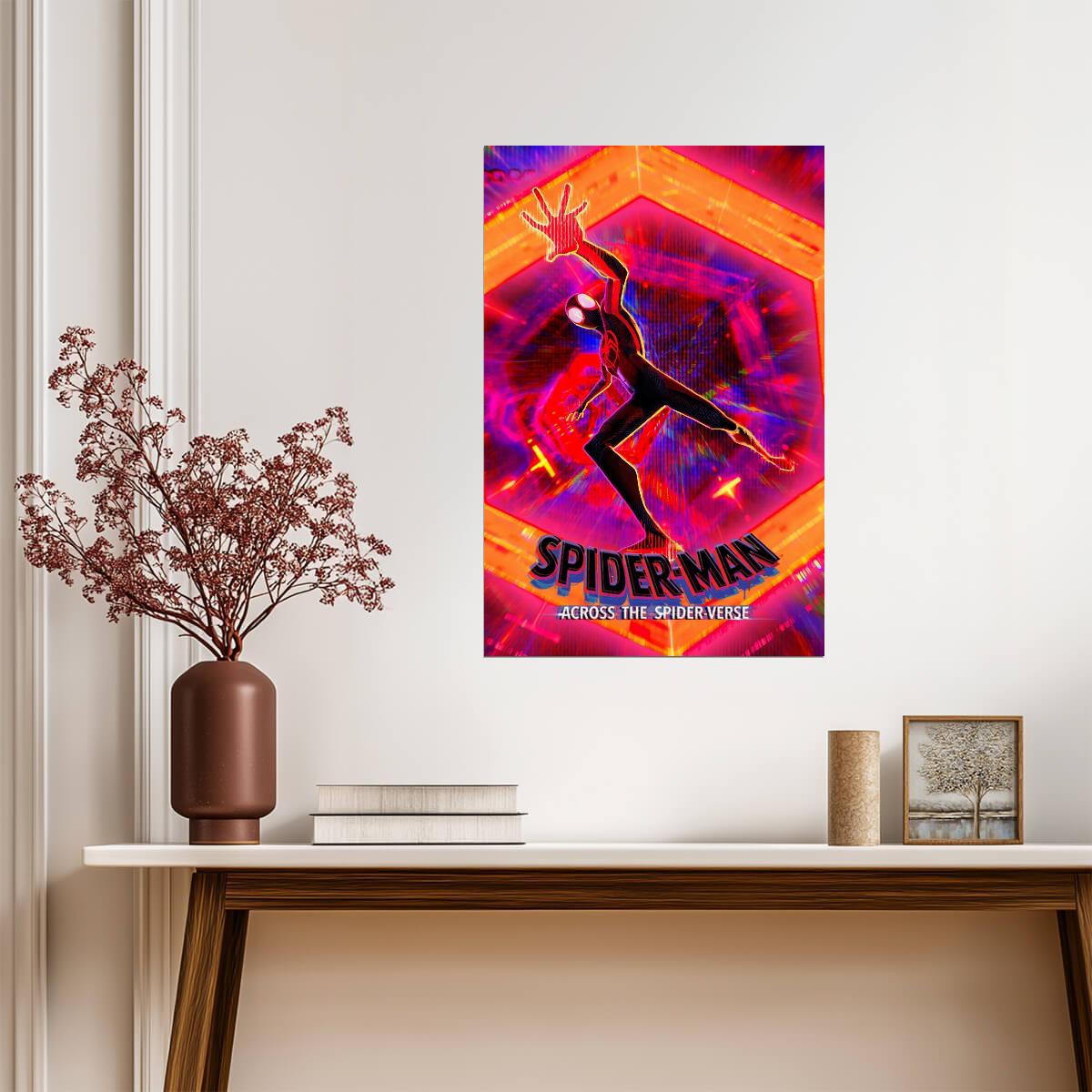 Spider-Man Across the Spider-Verse Movie Poster | Miles in the Orange Portal - Movies & TV Poster