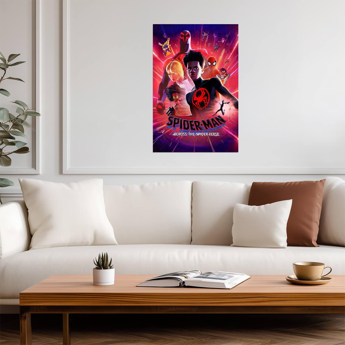 Spider-Man Across the Spider-Verse Movie Poster | Unmasked Miles Morales and Gwen Stacy - Movies & TV Poster