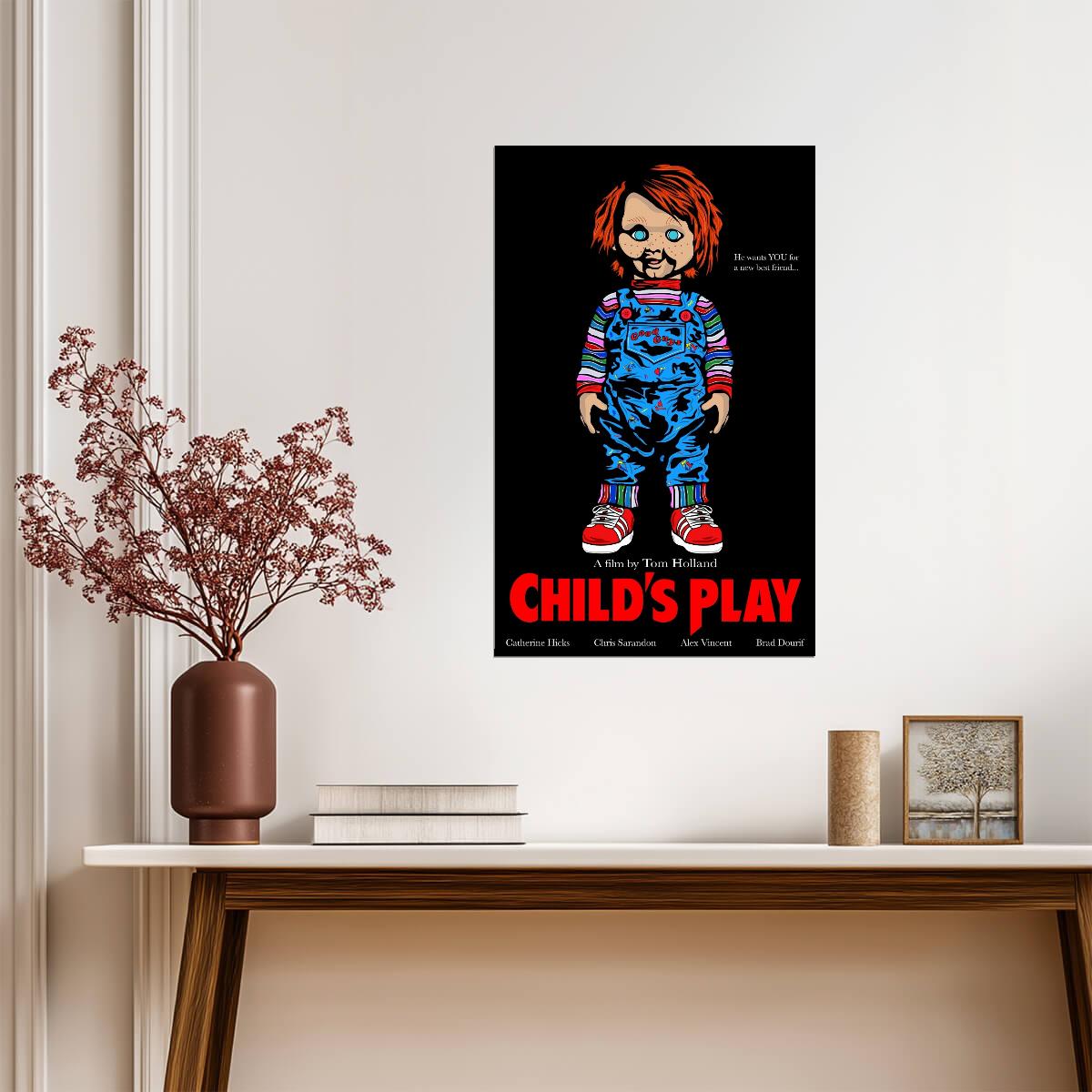 Child's Play 1988 Movie Poster | Chucky Doll Illustration - Movies & TV Poster